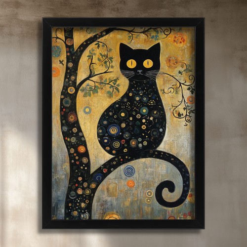 Black cat art print - print, gustav