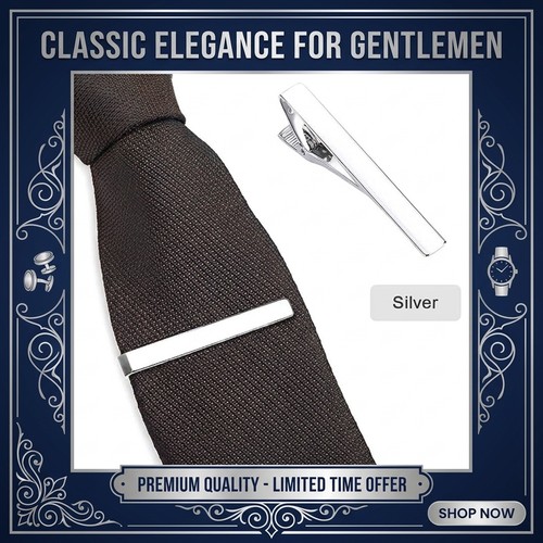 Tie clip mens silver - 2.2",