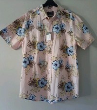 Mens Pink Floral Short Sleeve