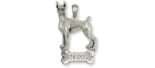 Doberman pendant sterling - doberman,