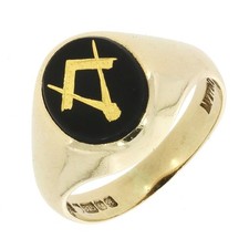 Black Onyx Masonic Mens Signet