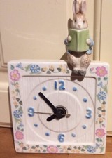 Rare  Vintage Peter Rabbit China WallClock 1990 Needs New Mechanism  Ear Chipped