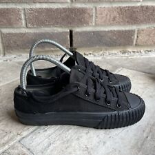 PF Flyers Triple Black Sneakers Low Top Mens 5 Women’s 6.5 Canvas Lace Ups