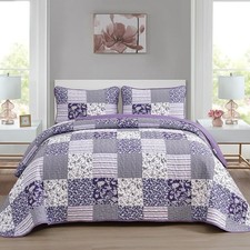 Floral Plaid Patchwork Quilt