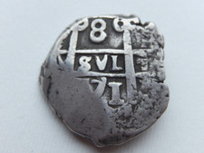 D159 - Bolivia Carlos III Silver Hammered 8 Reales Cob. 1771 Potosi Mint.