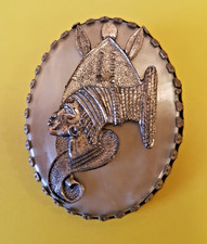Gorgeous Handmade Vintage White Metal Candida Simba South African Brooch