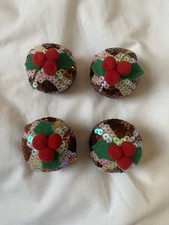 Set Of 4 Sequinned Christmas Pudding Place Setting Mini Boxes *read info*