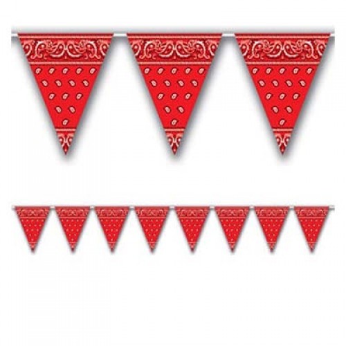 Red cowboy bandana print - red,