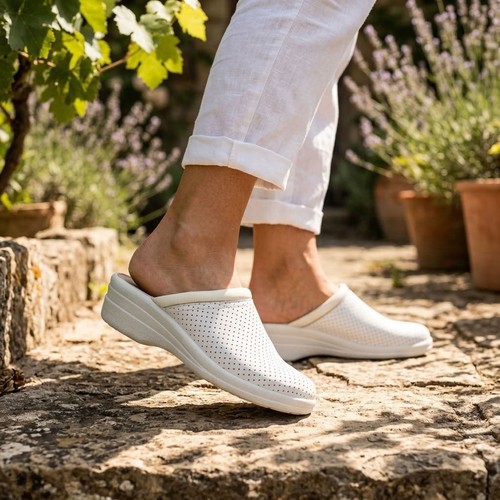 Ladies wipe clean clog sandals - wipe,