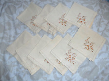  10x Vintage Table Napkins Yellow Floral Embroidered Set *exc cond* TV film prop