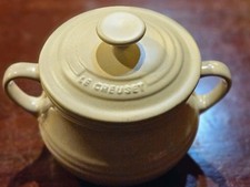 LE CREUSET CREAM OFF-WHITE SOUP BOWL CASSEROLE BEAN POT DISH WITH LID X 2