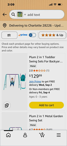 Plum toddler swing set - 2-in-1,