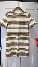 Dickins And Jones Women’s Dress Uk 14 Striped Beige Short Sleeve 
