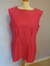 Tunic Top Size 16 Inline London Pink Sleeveless Button Opening Shoulder Zip Back