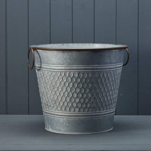 Zinc honeycomb planter 34cm - honeycomb,