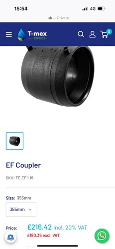 355 electro fusion couplers - 355,