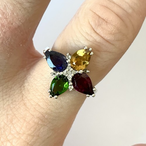 Multi gem ring 925 sterling - multi,