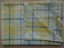 SET OF DUNELM/BHS BLUE/LEMON CHECK SINGLE BED SET.