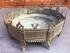 ANTIQUE PERSIAN / ISLAMIC BRASS BRAZIER, OCTAGONAL CHARCOAL WARMER 19thC