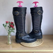 Stunning Manas Design Italian Black Leather Knee Length Boots Size EU37/UK4