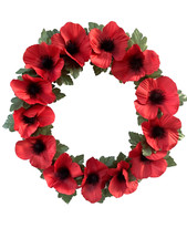 1  Artificial Red Poppy Door Wreath Remembrance Sunday Memorial & Card 30cm