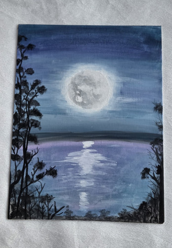 Original moonlit lake - original,