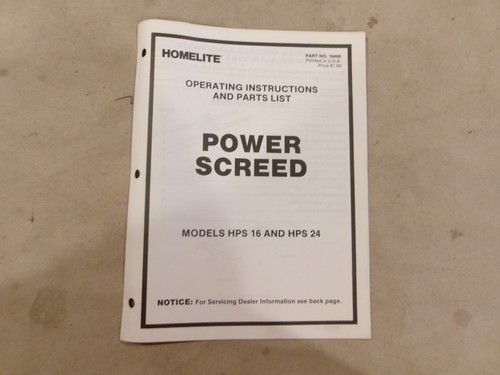 Homelite power screed models - power,