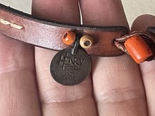 HENRY CUIR choker turquoise Coral Leather Made In Italy 35cm Length 5mm Wide