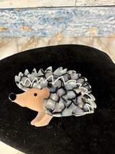 Layered Arcylic/Resin Hedgehog Brooch.