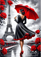 5D DIY Lady Red Paris Diamond
