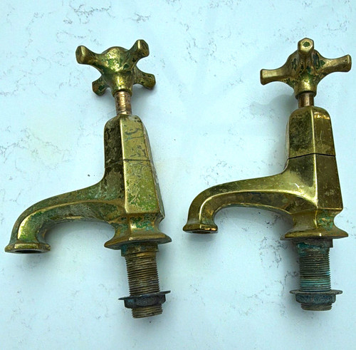Antique brass bath taps - bath,