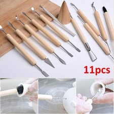 11Pcs Clay Pottery Tool Carving Modeling Ceramic Wood Tools Sculpting Craft UK