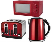 Kettle Toaster Microwave Red