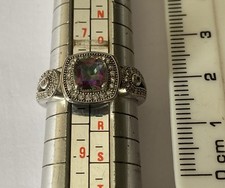 Attractive Silver Crystal Mystic Topaz Ring Size P 1/2 4.2 Grams