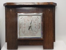 Vintage early 20th century Art Deco Barometer in Dark Wood Case Made in England