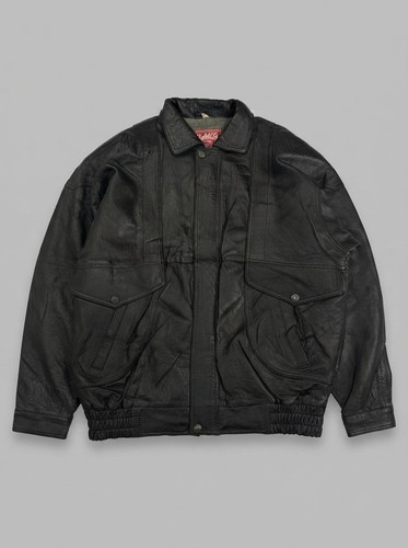 Vintage 90s black real leather - real,