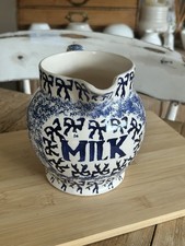 EMMA BRIDGEWATER  V. EARLY RARE ORIGINAL BLUE STIPPLE TWO PINT MILK JUG 1986