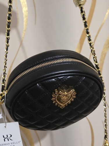 Black leather crossbody bag - black,