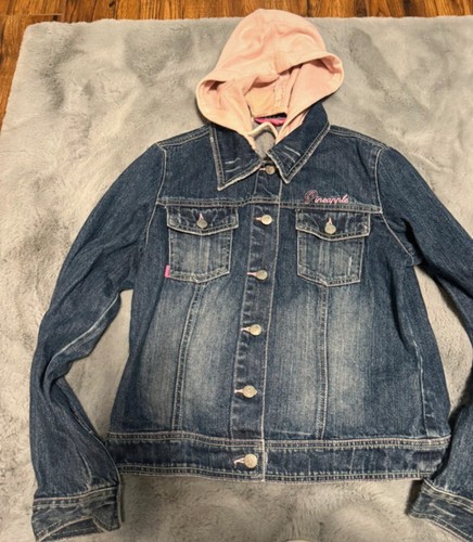 Pineapple hooded denim jacket - denim,