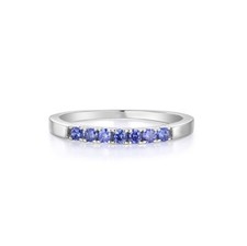 Ladies Solid 925 Silver Sterling 7 Stone Tanzanite Eternity Engagement Ring