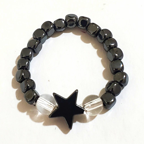Black hematite beaded stretch - black,
