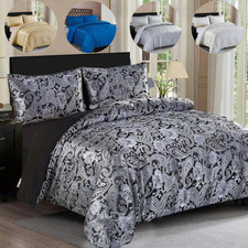 Modern Jacquard Duvet Quilt Cover Paisley Bedding Set Double King Size & Cushion