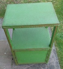 1940s  Furniture Lloyd Loom Style Cabinet In Original Green Paint