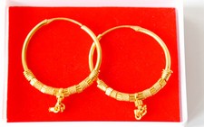 Real looking 22ct gold plated EARRINGS Indian LARGE HOOP Ethnic Style  kapa hc17