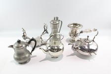Silver Plate Teapot and Stand Wine Cooker Pewter Teapot Vintage 5270g
