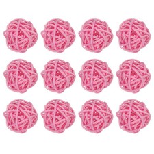 12 Pcs Wicker Rattan Balls 1.2In for Vase Fillers Party Decorative Pink