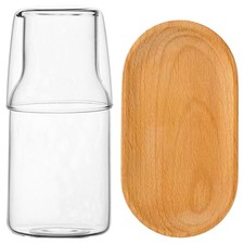  1 Set of Bedside Water Carafe With Tray Transparent Water Pitcher Glass