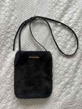 Love Moschino Furry/Fluffy Black Shoulder Bag