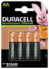 4 x Duracell AA Rechargeable Batteries - 1300 mAh PRE/ STAY CHARGE - HR6 4 Pack