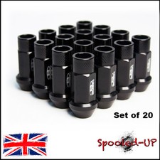 BLACK BLOX FORGED ALUMINIUM TUNER LUG WHEEL NUTS 52MM M12x1.25 fits NISSAN 